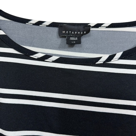 Metaphor Black and White Stripe Jersey 3/4 Sleeve Top, Large - Picture 4 of 9